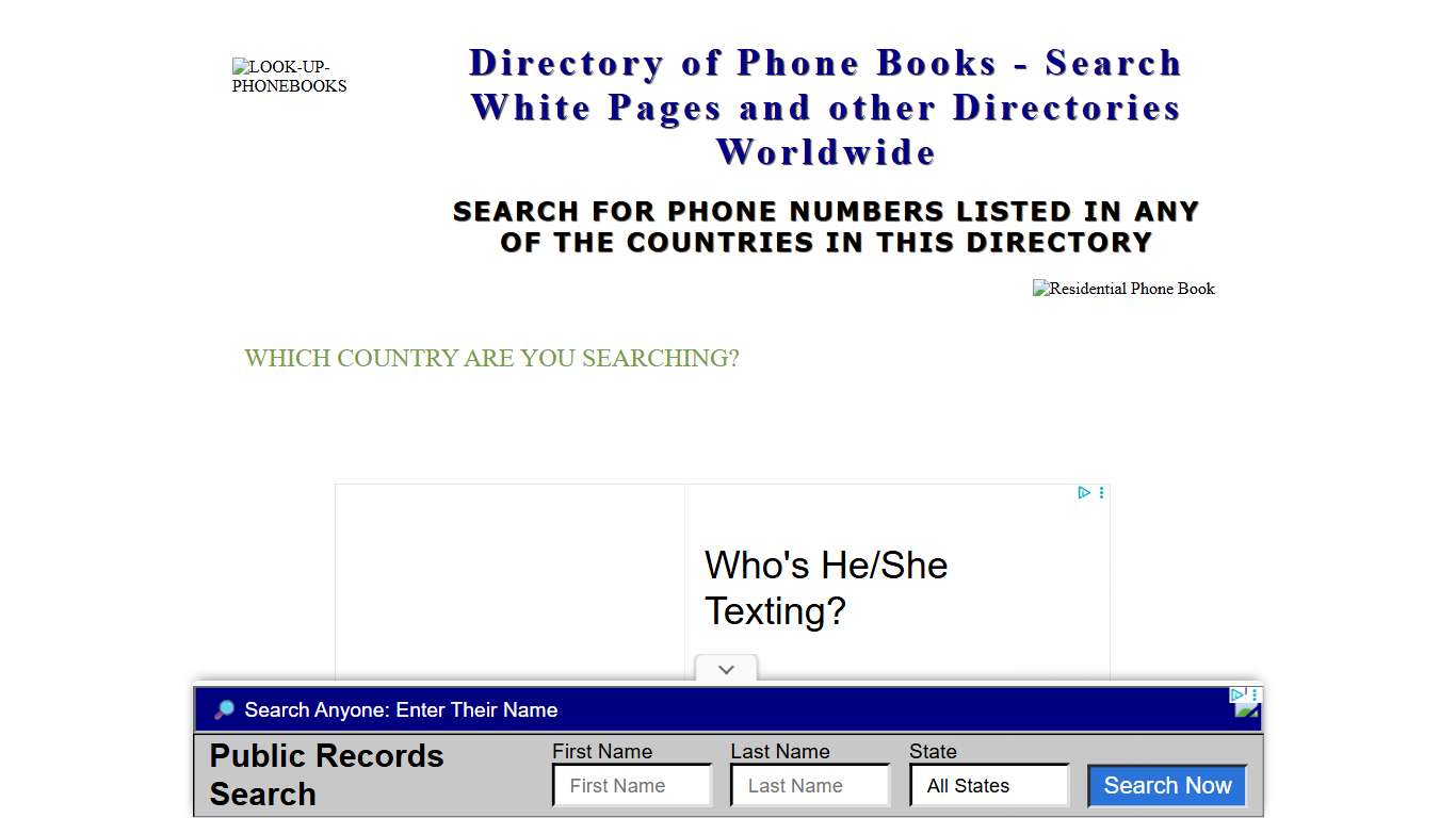 International Phone Book Directory Lookup