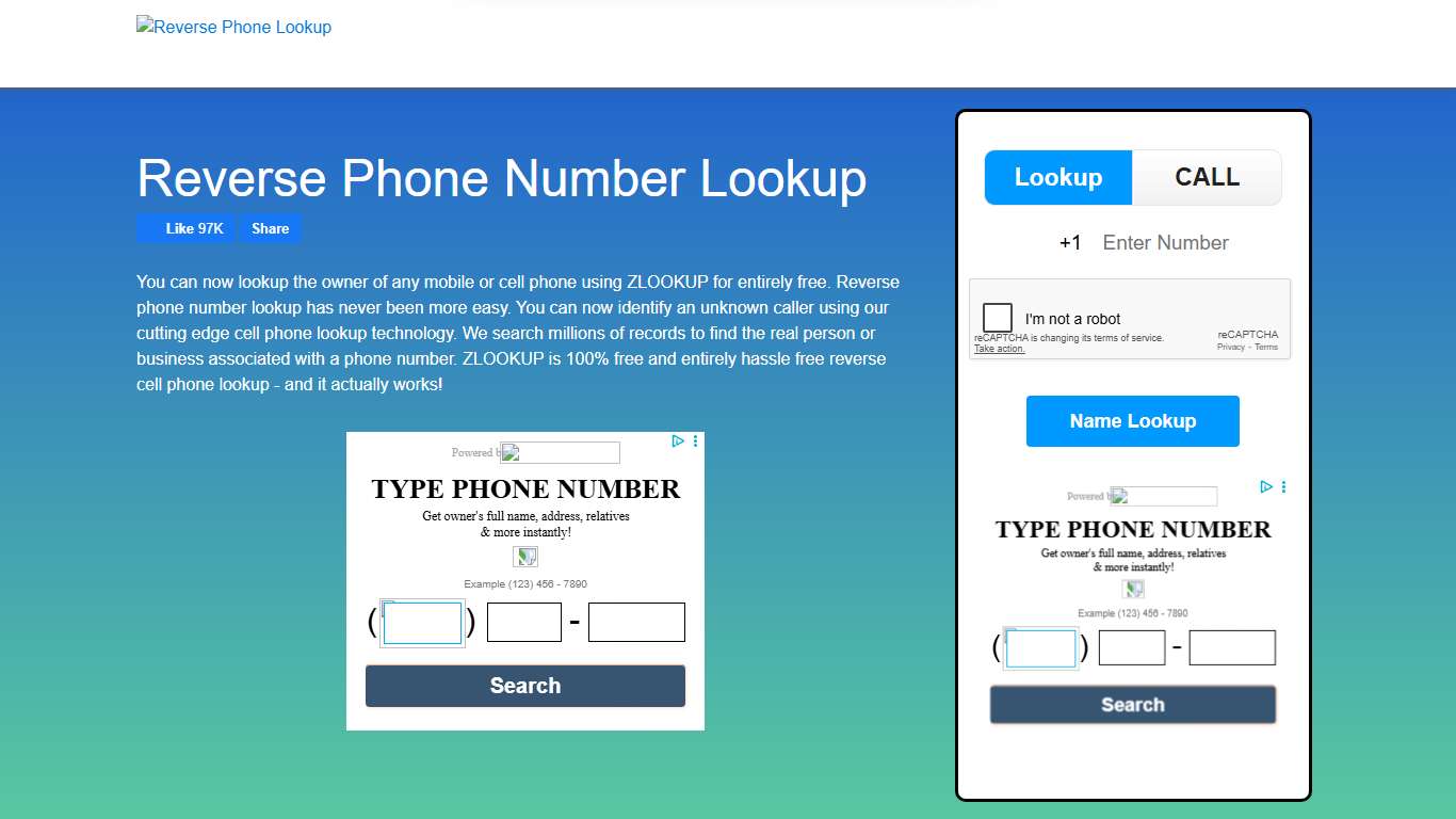Reverse Phone Number Lookup Phone Number Search ZLOOKUP